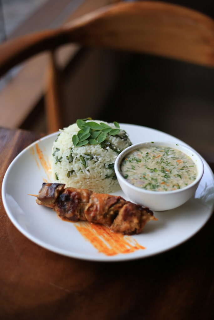 Rihaakuru Dhiya, Tuna Skewers and Moringa Rice